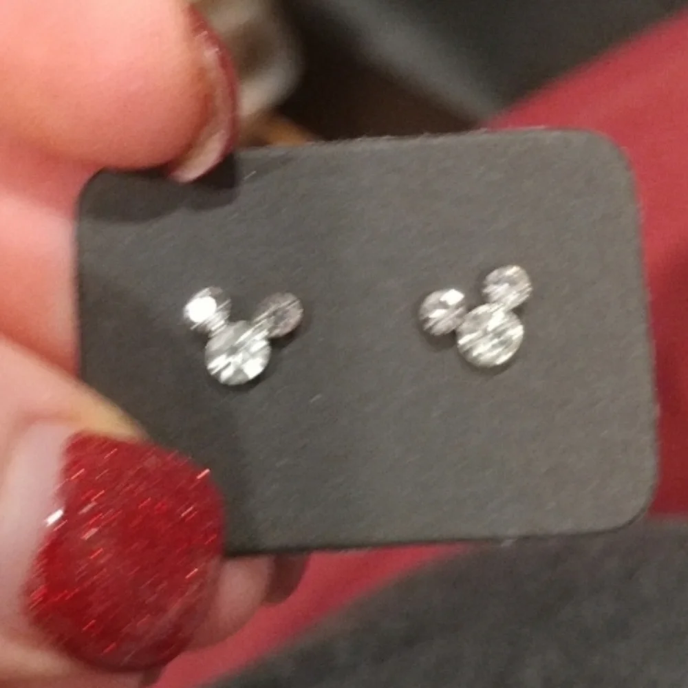 ❤️10/$13 New Silvertone Mickey Mouse Stud Earrings